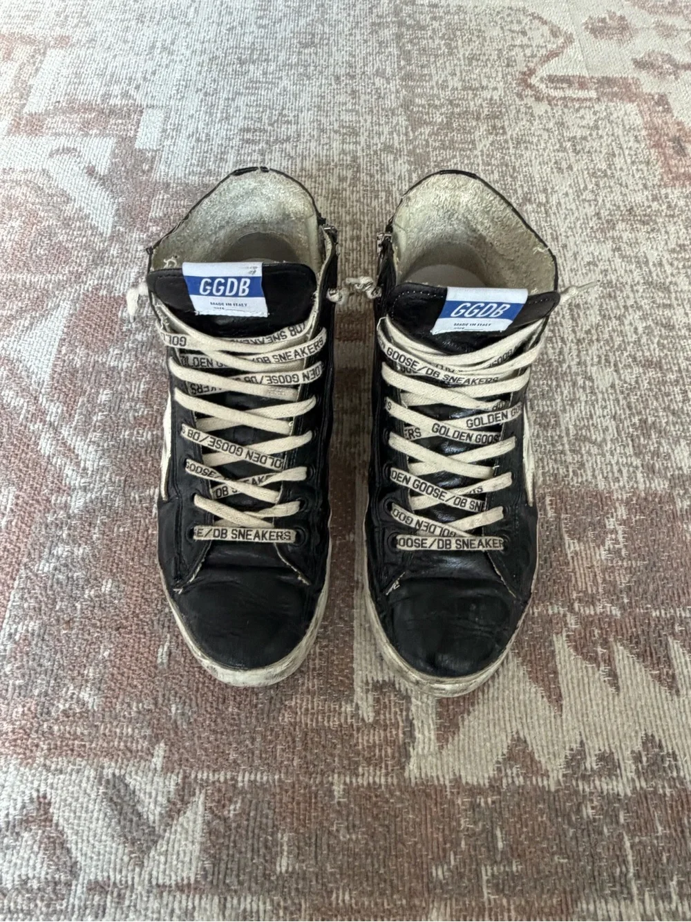 Golden Goose Black High-Top Sneakers with White Laces